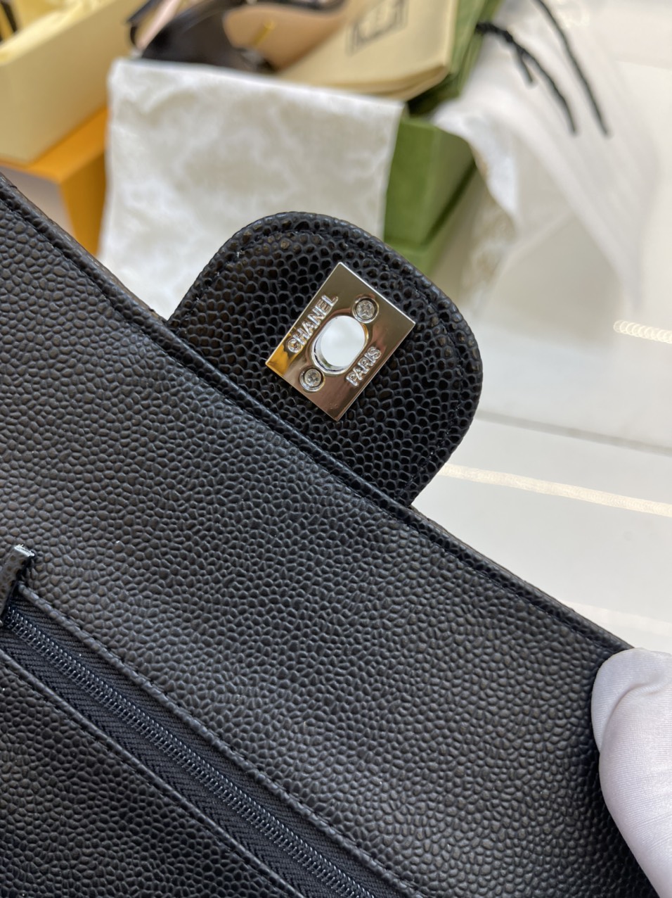 Túi Xách Chanel Super Classic Da Hạt Khóa Bạc 25CM